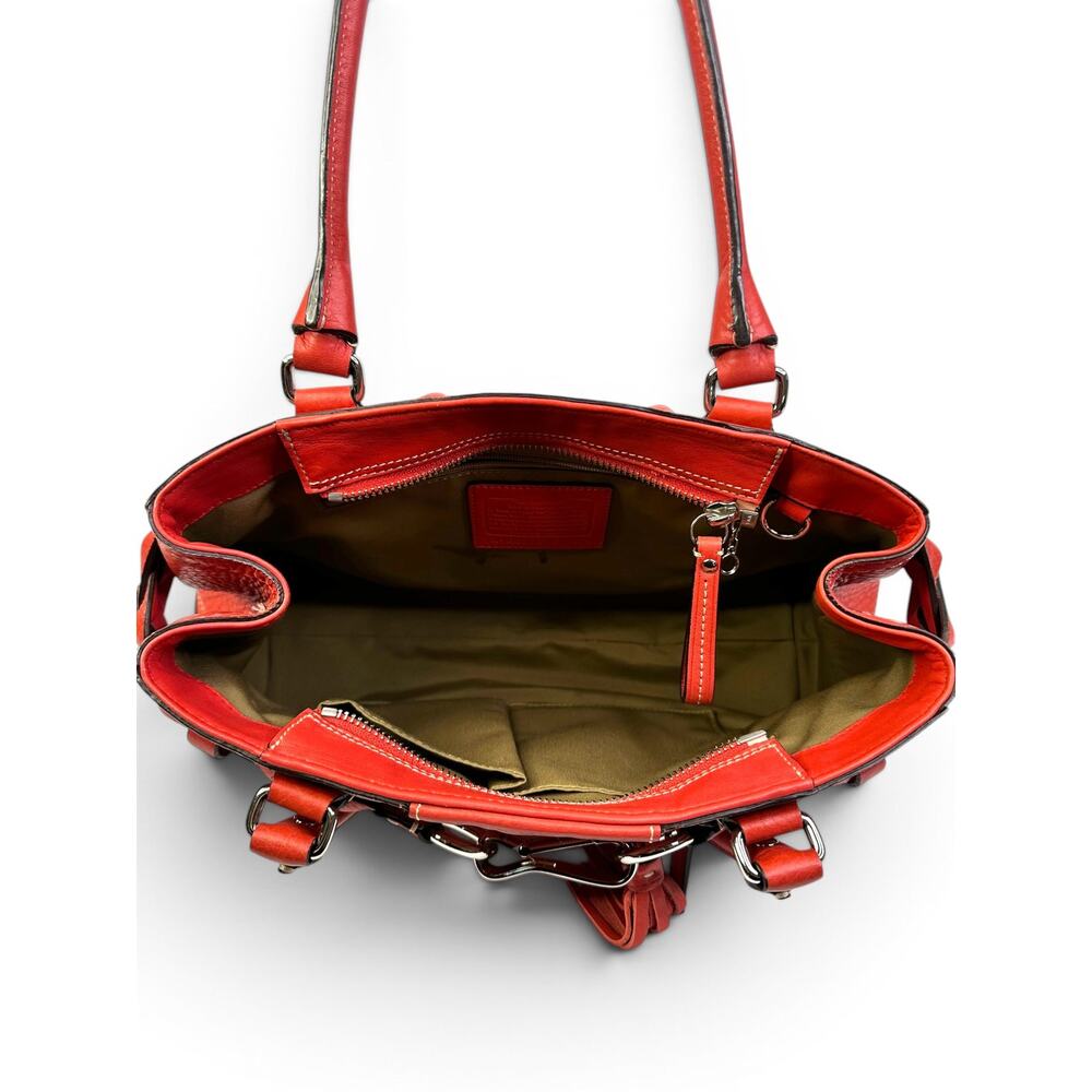 Vintage Coach Hamptons Braided Pebbled Leather Shoulder Bag W/ Red Tassel - Picture 13 of 16